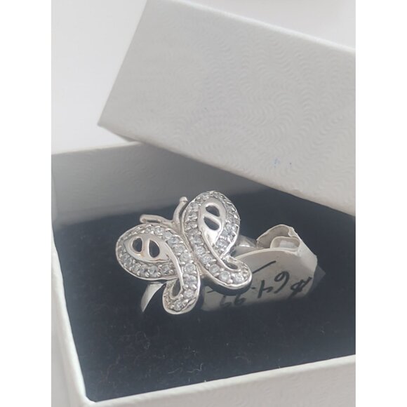 Italian Sterling Silver 925 Women's  Size 5 Cubic Zirconia Butterfly Ring NEW - Picture 9 of 10